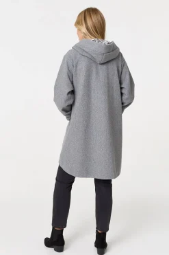 Contrast Trim Hood Turn-Up Sleeve Jacket