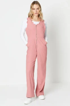 Cord Scallop Edge Zip Font Dungaree