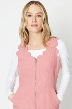Cord Scallop Edge Zip Font Dungaree
