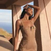 Corseted V Bar Hook & Eye Trim Bodycon Mini Dress