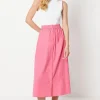 Cotton Poplin Button Through Midi Skirt
