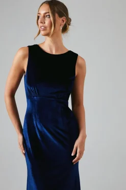 Cowl Back Velvet Bridesmaid Maxi Dress