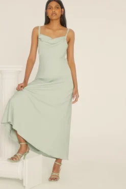 Cowl Double Strap Midi Dress