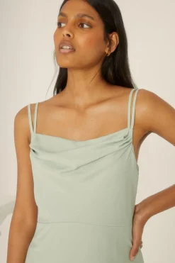 Cowl Double Strap Midi Dress