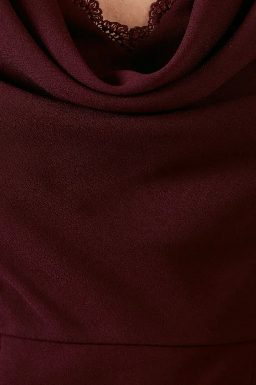 Cowl Front Lace Trim Maxi Bridesmaid Dress