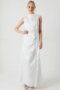 Cowl Neck Slash Neck Bridal Dress