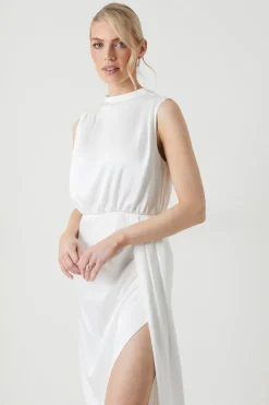 Cowl Neck Slash Neck Bridal Dress