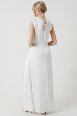Cowl Neck Slash Neck Bridal Dress