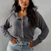 Crew Neck Long Sleeve Cardigan