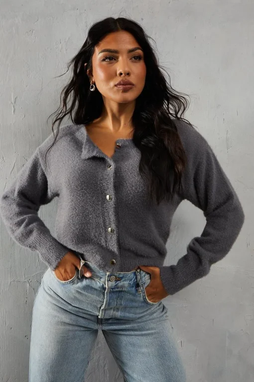 Crew Neck Long Sleeve Cardigan