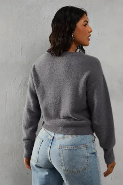 Crew Neck Long Sleeve Cardigan