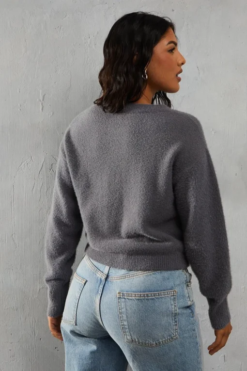 Crew Neck Long Sleeve Cardigan
