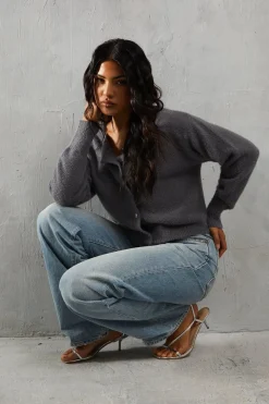 Crew Neck Long Sleeve Cardigan