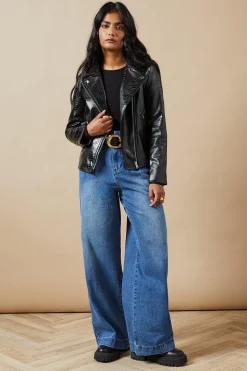 Crocodile Faux Leather Biker Jacket
