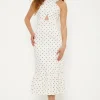 Cross Front Cotton Sateen Tiered Midi Dress