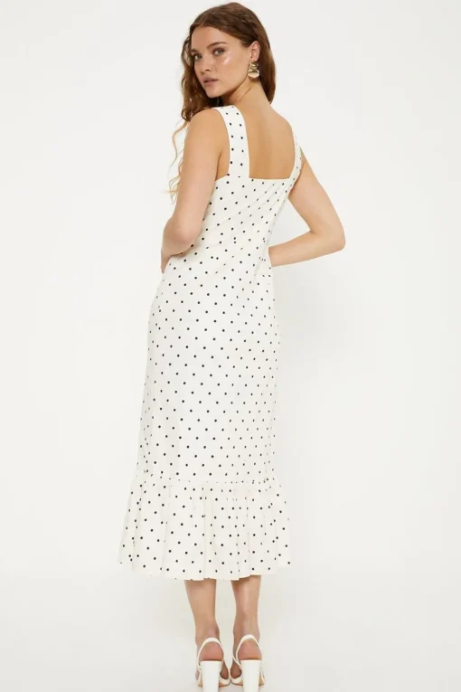 Cross Front Cotton Sateen Tiered Midi Dress