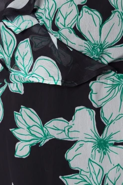 Curve Black Floral Wrap Midi Dress