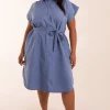 Curve Button Front Shirt Dress