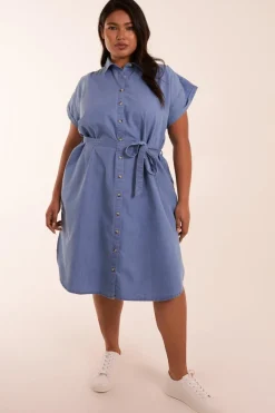 Curve Button Front Shirt Dress