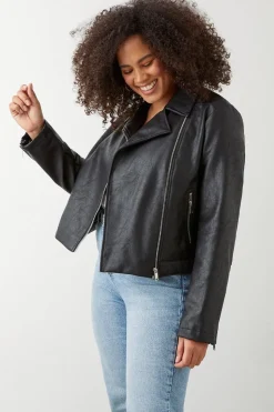 Curve Faux Leather Biker Jacket
