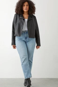 Curve Faux Leather Biker Jacket