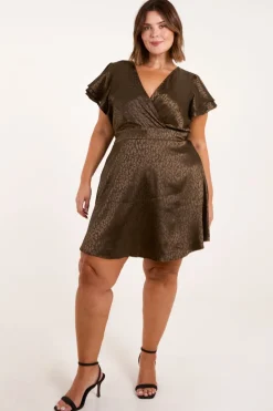 Curve Leopard Jacquard Frill Sleeve Mini