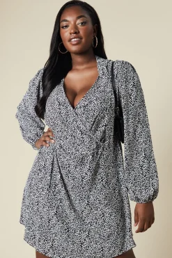Curve Micro Animal Keyhole Long Sleeve Mini Dress