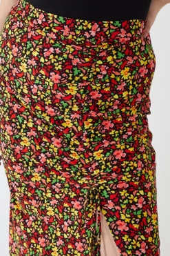 Curve Plus Size Ruched Front Midi Skirt