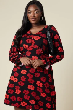 Curve Ruched Front Long Sleeve Dress