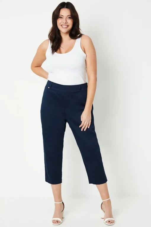 Curve Side Zip Stretch Crop Trousers