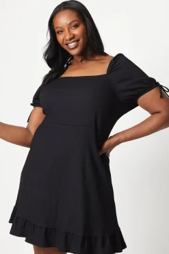 Curve Tie Sleeve Mini Dress