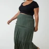 Curve Tiered Shirred Maxi Skirt
