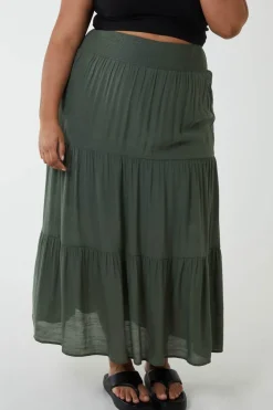 Curve Tiered Shirred Maxi Skirt