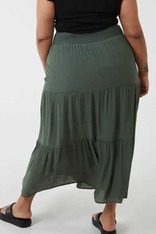 Curve Tiered Shirred Maxi Skirt