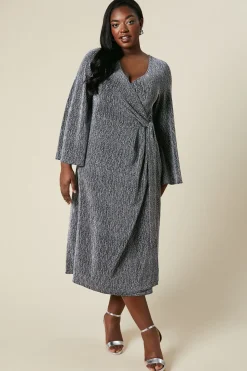 Curve Wrap Midi Dress Shimmer