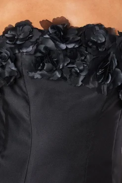 3D Floral Bodice Satin Mini Dress