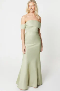 Debut London by Coast Asymmetrical Bardot Satin Bridesmaid Dress