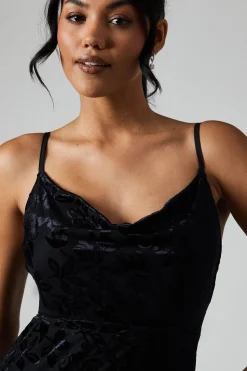Debut London By Coast Devore Cowl Neck Midi Dress