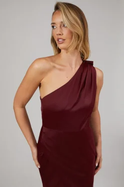 Debut London by Coast One Shoulder Tie Neck Detail Satin Bridesmaids Dress