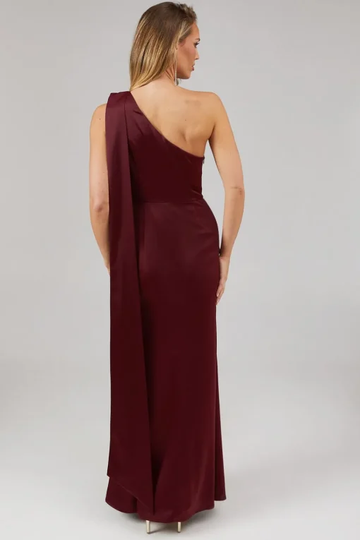 Debut London by Coast One Shoulder Tie Neck Detail Satin Bridesmaids Dress