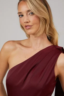 Debut London by Coast One Shoulder Tie Neck Detail Satin Bridesmaids Dress