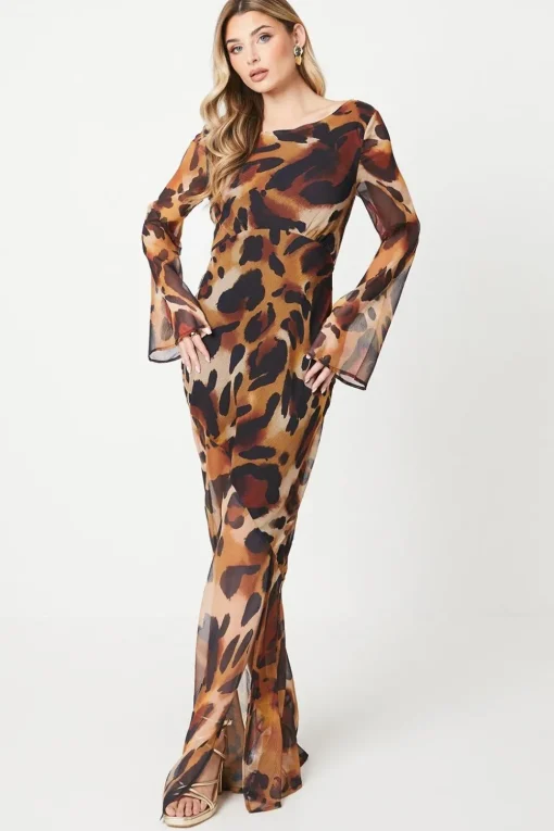 Debut London by Coast Printed Cowl Back Maxi Dress