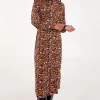 Deep V Tie High Neck Midi Dress
