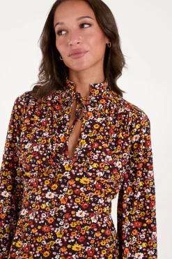 Deep V Tie High Neck Midi Dress