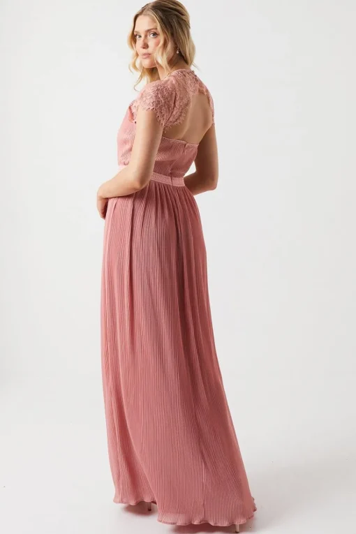 Delicate Lace Bodice Maxi Bridesmaids Dress