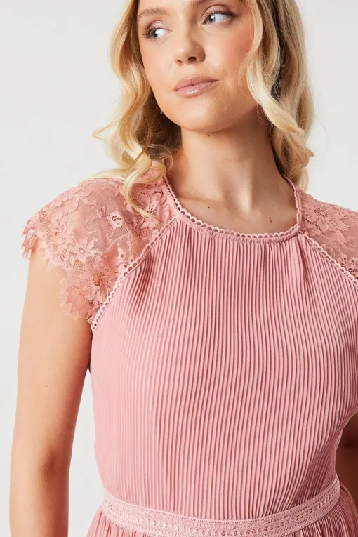 Delicate Lace Bodice Maxi Bridesmaids Dress