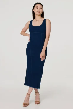 Denim Bodycon Midi Dress