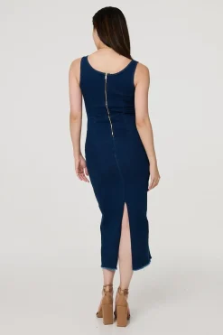 Denim Bodycon Midi Dress