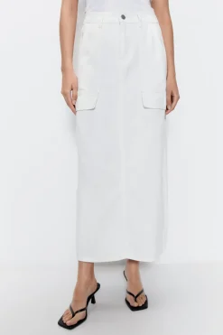 Denim Cargo Midi Skirt