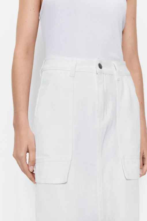 Denim Cargo Midi Skirt